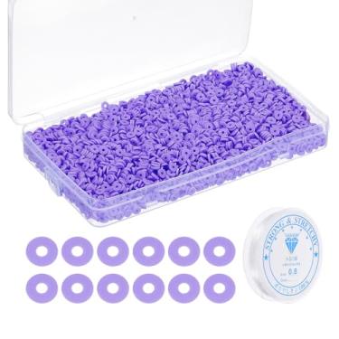 Imagem de PATIKIL 4000 unidades de kit de fabricação de pulseiras de contas de argila, 6 mm, contas espaçadoras de argila de polímero redondas preppy heishi disco com cordão elástico para fazer joias de amizade