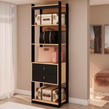 Imagem de Guarda Roupa Genialflex Closet Modulado Aberto 2 Gavetas Freijó Preto 