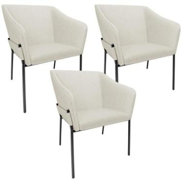 Imagem de Kit 3 Cadeiras Para Sala De Jantar Estar Living Olívia L02 Linho Champ