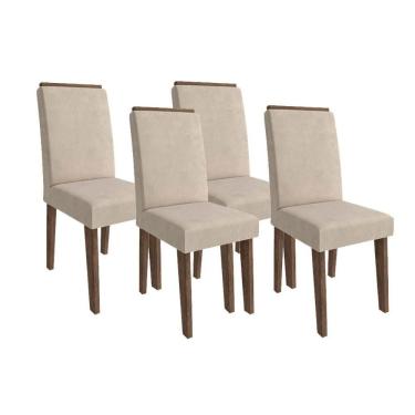 Imagem de Kit 4 Cadeiras Sala Jantar Milena 4 Un Marrocos Suede Bege Cimol