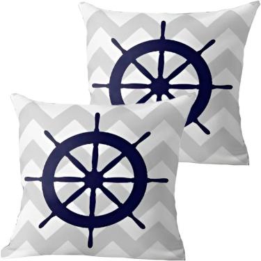 Imagem de Kit 2 Capas De Almofadas Azul Timão Navegação Marítima