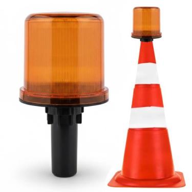 Imagem de Sinalizador Solar Viario Cone Obra Estrada Avenida Pista Rodovia Segur