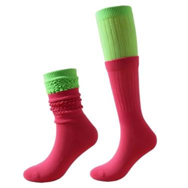 Imagem de Meias Neon Slouch Socks, 80s 90s Neon Socks, Extra Long Soft Scrunch Cano Alto Meia