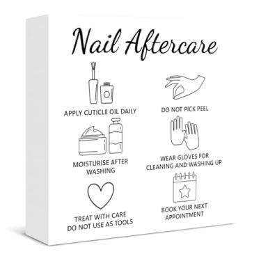 Imagem de Decoração de salão de unhas pós-tratamento de unhas placa de caixa de madeira para unhas domésticas decoração de salão de beleza, unhas de manicure presentes tecnológicos