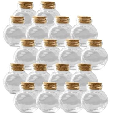 Imagem de Kit 18 Mini Pote de Vidro para Lembrancinha Frasco Potinho 40ml com Rolha de Cortiça