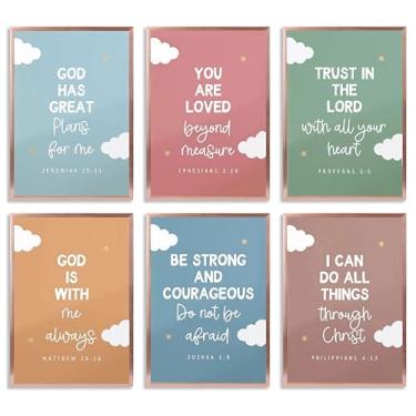 Imagem de 6 peças, versículo bíblico infantil, arte de parede, arte de parede, educação cristã, pôsteres, pinturas, versículos bíblicos, imagens inspiradoras, decoração de parede para meninos e meninas, quarto