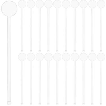 Imagem de LUMINFLY Stirrers Plastic Drink, Cocktails Swizzle Sticks 160 peças para, casamento reutilizável e palitos de coquetel de festa, eixo longo de 18 cm/7 polegadas com cabeça redonda lisa e design