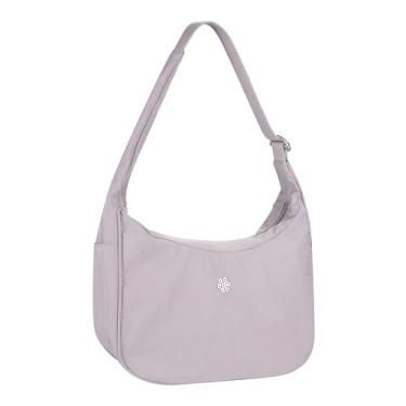 Imagem de questAll Bolsa tiracolo feminina de lona impermeável, leve, de grande capacidade, para axilas, 9010, Roxa, Casual