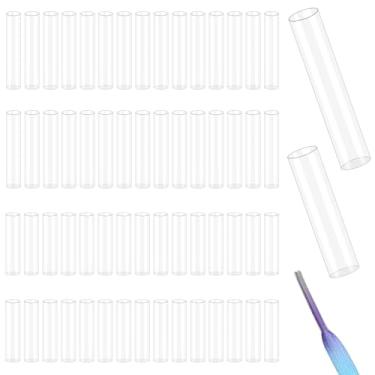 Imagem de 60 peças de cadarços de sapato para reparo de encurtamento, pontas de aglet, 2 comprimentos, cadarços termorretráteis, kit de reparo, pontas de renda, pontas de plástico transparente, substituição