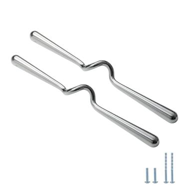 Imagem de Evionlin 2 peças, 2 peças de puxadores de armário de liga de zinco em espiral cromada brilhante para armário de cozinha para armário de banheiro