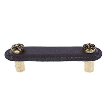 Imagem de Vicenza Designs K1166 San Michele Puxador com Alça de Couro Marrom, 7,6 cm, Latão Antigo