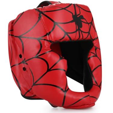 Imagem de Arrowbash Capacete de boxe para crianças, jovens, adolescentes, couro, luta livre, equipamento ajustável para meninos e meninas de 3 a 12 anos, kickboxing, Muay Thai, BJJ, karatê (aranha legal)