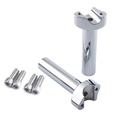 Imagem de FINMOKAL Elevadores de guidão reto de 14 cm de altura compatíveis com Harley 2.5 cm Handlebar Dyna/Street Bob/Softail/Sportster e outros modelos (Chrome)