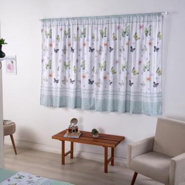 Imagem de Cortina Infantil Estampada em Poliéster 300 Fios, Moderna, Tecido Digital, 2,00m x 1,50m (Borboletas)