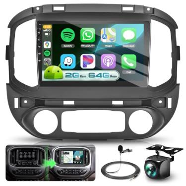 Imagem de Estéreo automotivo 2G + 64G Android 13 para Chevy Colorado GMC Canyon 2015 2016 2017 com carplay sem fio AM/FM/RDS DSP/Android Auto, rádio com tela sensível ao toque HD IPS de 9 polegadas com câmera