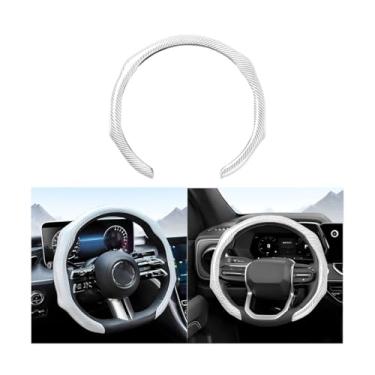 Imagem de Sandfren Capa de volante de carro de fibra de carbono, protetor de direção de veículo confortável antiderrapante, acessórios de decoração de capa de envoltório de roda interior automotiva, ajuste