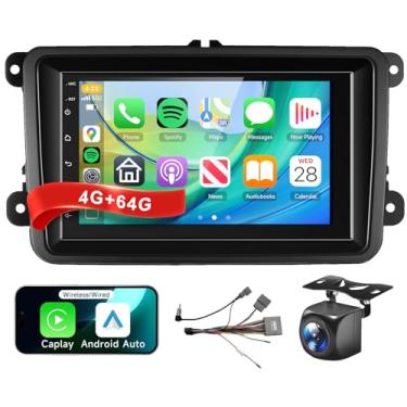 Imagem de Rádio Android 13 4G + 64G de 7 polegadas para VW Volkswagen Seat Golf Passat Jetta Beetle estéreo para carro com carplay sem fio Android Auto, 5.0Bluetooth 32EQ, tela sensível ao toque IPS de 1280 x