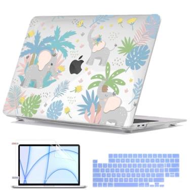 Imagem de Compatível com 2025 M2 M1 Chip MacBook Pro 13 polegadas 2024-2016 A2338 A2289 A2251 A2159 A1989 A1706, capa rígida de plástico padrão para teclado Flim para Mac Pro 13.3 Touch Bar, elefante