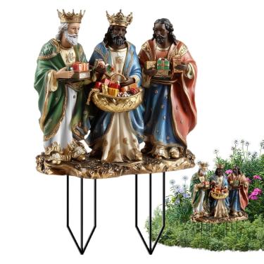 Imagem de Shakven Estacas decorativas de jardim de Natal, estacas decorativas para quintal,Estaca de jardim 2D em acrílico com arte para presépio - Decorações de caminho à prova d'água, suprimentos de Natal