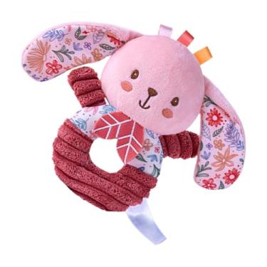 Imagem de Chocalho de pelúcia, chocalhos de pelúcia para bebês,Coelhinho dos desenhos animados Elefante Menina Bicho de Pelúcia - Brinquedos sensoriais de chocalho de anel macio, agitador de chocalho de pelúcia