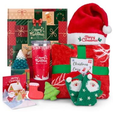 Imagem de LUXULISH Cesta De Presentes Natal Para Mulheres, Conjunto Spa Autocuidado Ela, Mãe, Esposa, Namorada, Irmã, Colegas Trabalho, Chefe, Professora, Enfermeira, Caixa Cobertor Copo Festas