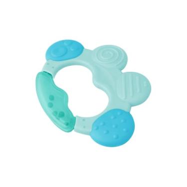 Imagem de Mordedor Infantil de Silicone Texturizado Azul e Verde, Livre de BPA, Design Ergonômico com Múltiplas Texturas