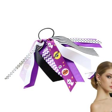Imagem de Shakven Laço de cabelo de Halloween, elásticos de cabelo de Halloween | Elásticos de cabelo com longa de abóbora,Laços elásticos para cabelo, suportes elásticos para rabo de cavalo para decoração de