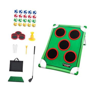 Imagem de menolana Jogo de golfe portátil com 20 bolas para treino de chipping, ideal para atividades ao ar livre no quintal ou jardim. Perfeito para crianças.