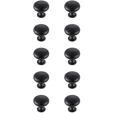 Imagem de Elegante Iluminação Interior Moderna Decoração de Armário/Gaveta Ferragens Cadon 3 cm Diâmetro Fosco Preto Mushroom Knob Multipack (conjunto de 10)