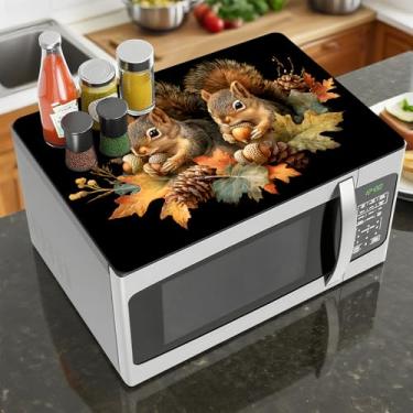 Imagem de Capa de microondas, resistente ao calor, antiderrapante, protetor de balcão, não apagável, impermeável, para lavadora, geladeira de micro-ondas (esquilo, 45 x 35 cm)