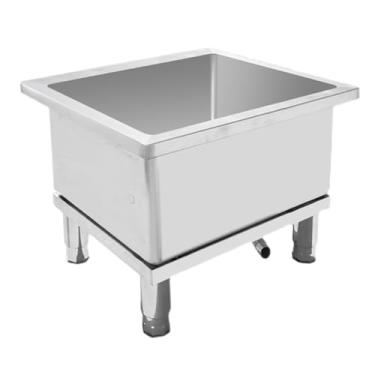 Imagem de TRGCJGH Pia de esfregão de montagem no chão, pia de restaurante de cozinha comercial, banheira de lavanderia de aço inoxidável para quintal de garagem interna e externa (50 x 50 x 50 cm/19,6 x 19,6 x