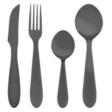 Imagem de Jogo de Talheres Black, Aço Inox, 24 Peças, Conjunto de Garfo, Faca e Colher