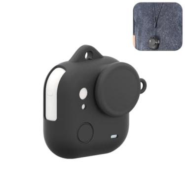 Imagem de UicPuzo Capa de silicone de corpo inteiro com tampa de lente e cordão para Insta360 GO Ultra, capa protetora antiarranhões, aderência antiderrapante e design à prova de choque (preto)