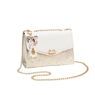 Imagem de CORIOS Bolsa De Ombro Elegante Para Mulheres - Couro Sintético Com Lantejoulas, Transversal, Carteiro, Alça Superior, Média, Estilo Hobo, Escritório, Compras, Viagem, Branca