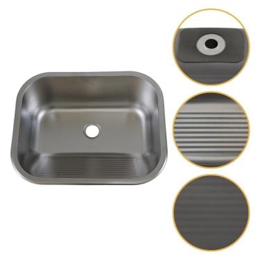 Imagem de Tanque De Aço Inox 55x45 Com Cuba Ampla E Instalação Completa Para Lavanderia