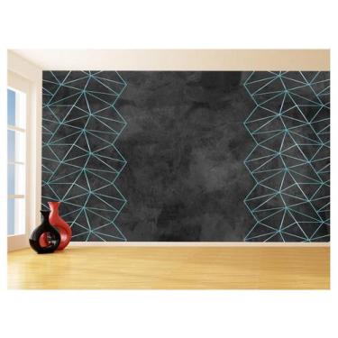 Imagem de Papel De Parede Concreto Linhas Azul Turquesa 3,5M Kkt336 - Você Decor