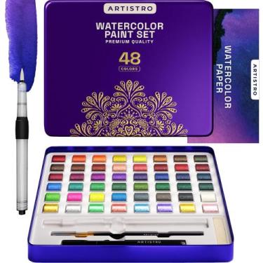 Imagem de Conjunto de pintura em aquarela ARTISTRO 48 Vivid Colors com metal