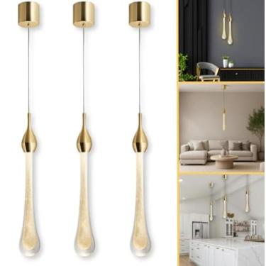 Imagem de Kit 3 Pendente Cristal Bolhas Gota Luminária Cabeceira Led