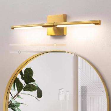 Imagem de GZZBMY LED Bateria Arandela com Controle Remoto Lâmpadas de Parede Reguláveis Interruptor de Toque Carregável Iluminação de Parede Sem Fio Rotativa 360° para Sala de Estar Quarto Escada (Ouro, Pacote