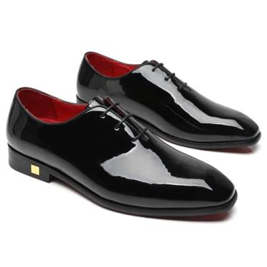 Imagem de Erphpre Paul Sapato masculino Blake Oxfords de couro envernizado confortável para festa de casamento, Oxford preto, 46