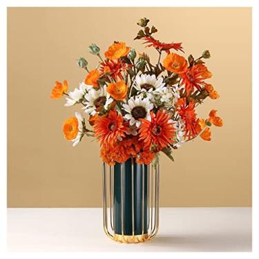 Imagem de LMJYU Flores falsas flores artificiais flores artificiais para decoração, flores de seda artificiais, buquês de flores falsas, arranjos para festa de casamento, decoração de casa, decoração de festa