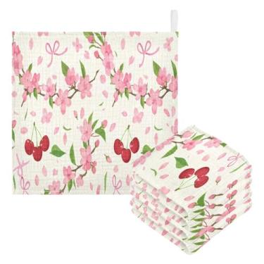 Imagem de Kigai Toalhas de banho Cherry Baby, 3 peças de toalha absorvente ultra macia, toalha de rosto de banho para recém-nascido, lenços de bebê reutilizáveis naturais para pele sensível, lista do bebê como