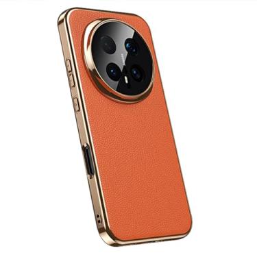 Imagem de LYJSMGZ Capa magnética para Huawei Honor Magic 8 Pro/Magic 8, capa galvanizada de couro genuíno, tudo incluído, à prova de choque, fina, fosca para negócios, laranja, Majic 8 Pro