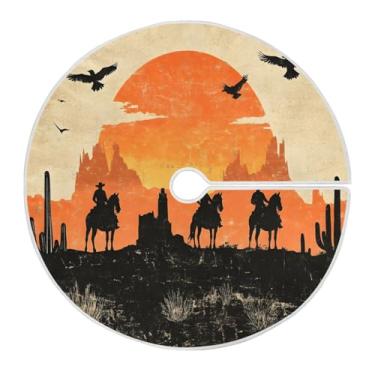 Imagem de Qilmy Saia vintage para árvore de Natal ocidental de 120 cm, camurça para árvore de Natal, adequada para decoração de armário em ambientes internos e externos, festas, escritórios, lojas, armários1757