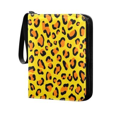 Imagem de Wassud Fichário de cartão colecionável de leopardo laranja com 4 bolsos comporta 400 cartões padrão à prova d'água TCG CCG MTG álbum presentes para colecionadores, meninos e meninas