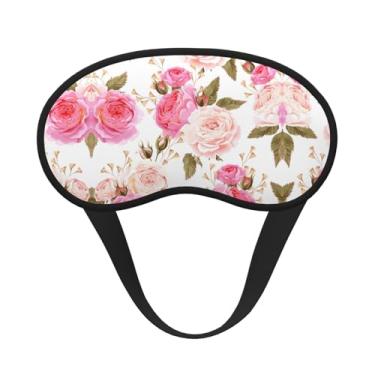 Imagem de Máscara de dormir blecaute com estampa de flor floral rosa rosa máscara de luz macia para dormir meditação viagem ioga