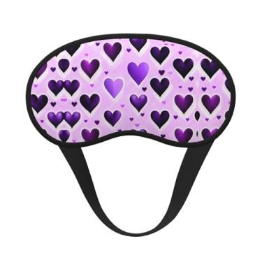 Imagem de Fashional Máscara de dormir blecaute com estampa de corações roxos, máscara para os olhos, leve, macia, para dormir, meditação, viagem, ioga