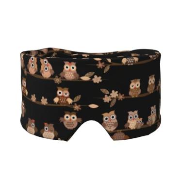 Imagem de Linda máscara marrom com estampa de corujas para dormir para olhos e orelhas, respirável, ajustável, blecaute, venda, confortável