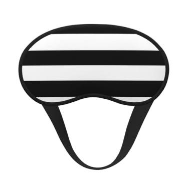 Imagem de Máscara de dormir blackout com estampa listrada preta e branca máscara para os olhos com luz macia para dormir meditação viagem ioga