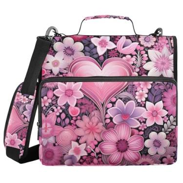 Imagem de xigua Fichário com zíper padrão Dia dos Namorados com alça de ombro e alça para transporte fácil, fichário de 3 anéis de 3 cm para escola, painel de expansão e arquivo expansível